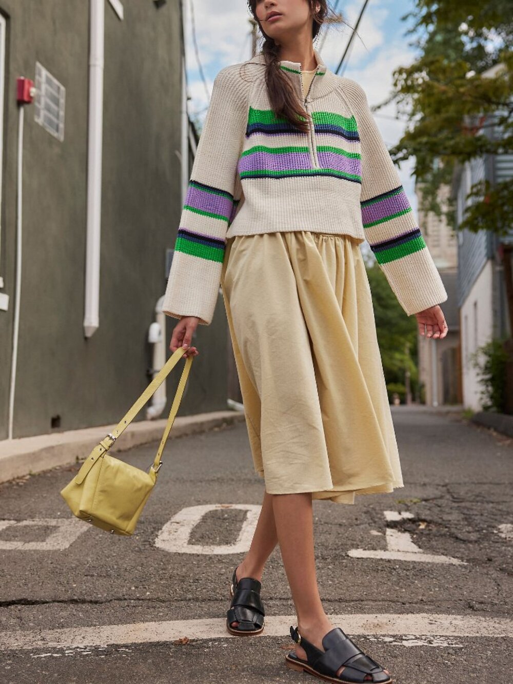 FREE PEOPLE Afternoon Elegance Midi Dress / Khaki Chino - Picture 5 of 8